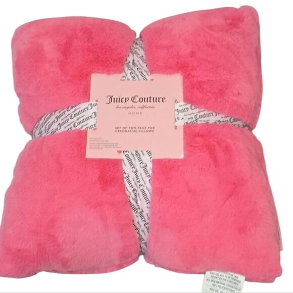 Juicy Couture Home Set of 2 Faux Fur Plush Decorative Pillows - Picture 2 of 5
